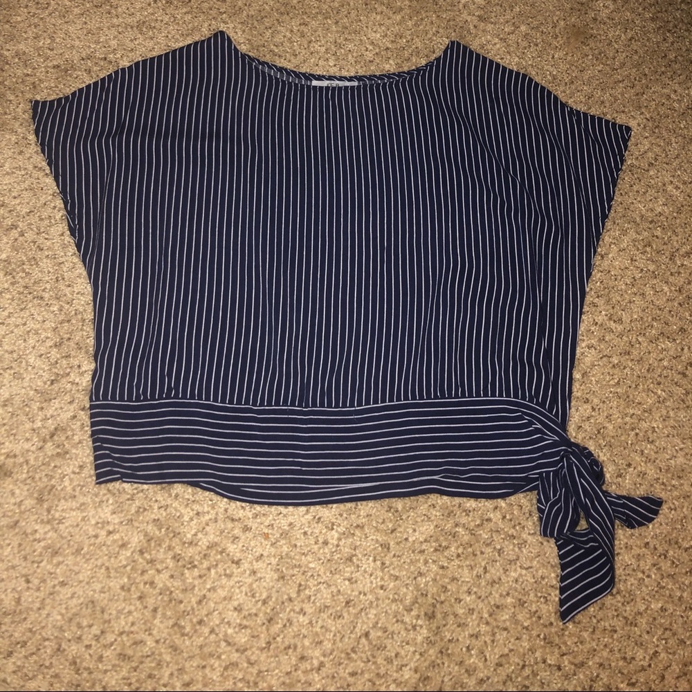 Navy striped midi tie top